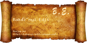 Bakányi Edit névjegykártya